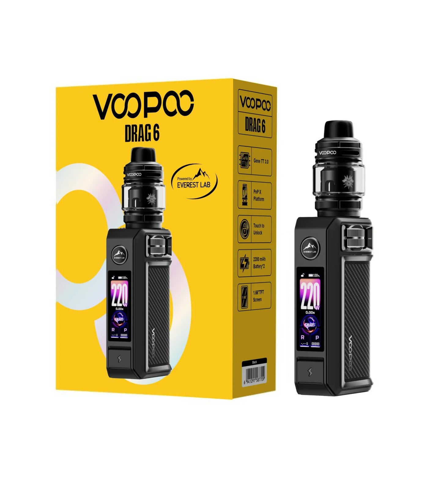 VOOPOO Drag 6 220W Box Mod Kit 4400mAh Built In Battery