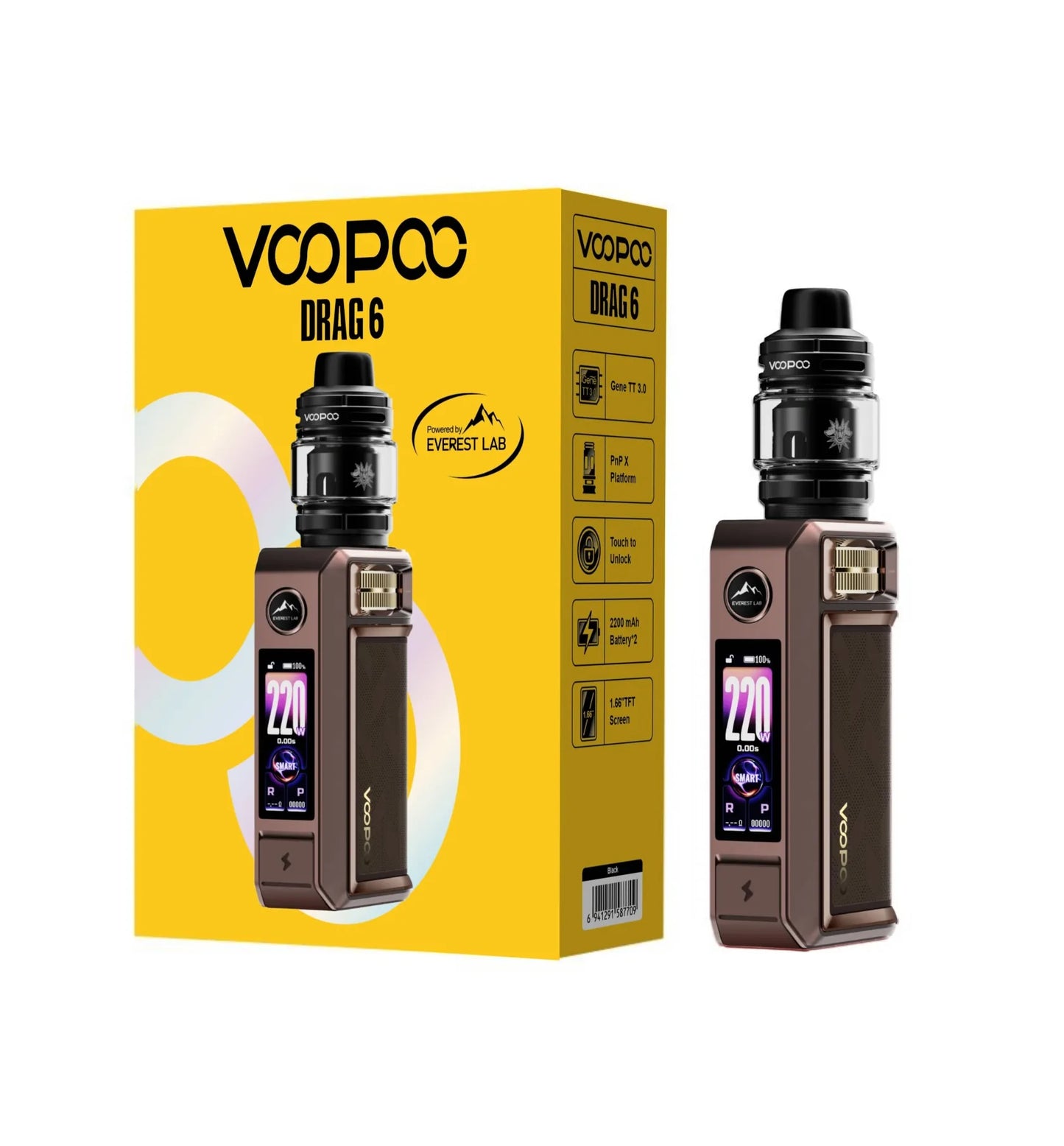 VOOPOO Drag 6 220W Box Mod Kit 4400mAh Built In Battery