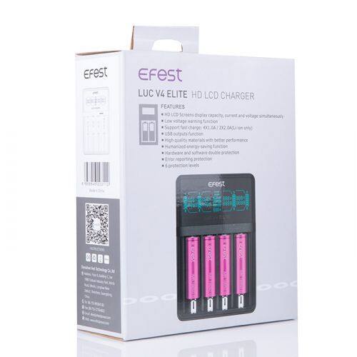 Efest LUC V4 ELITE HD LCD Pengecas Bateri USB