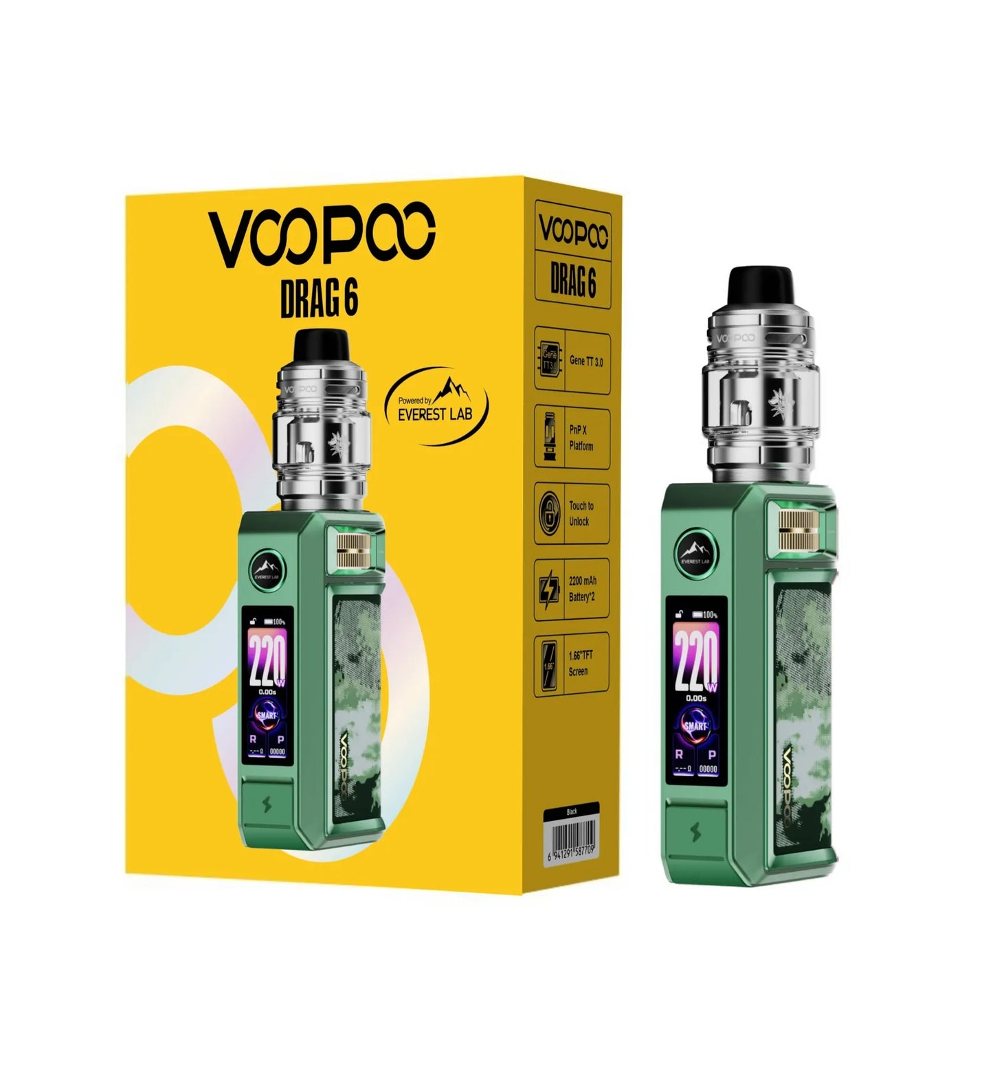 VOOPOO Drag 6 220W Box Mod Kit 4400mAh Built In Battery