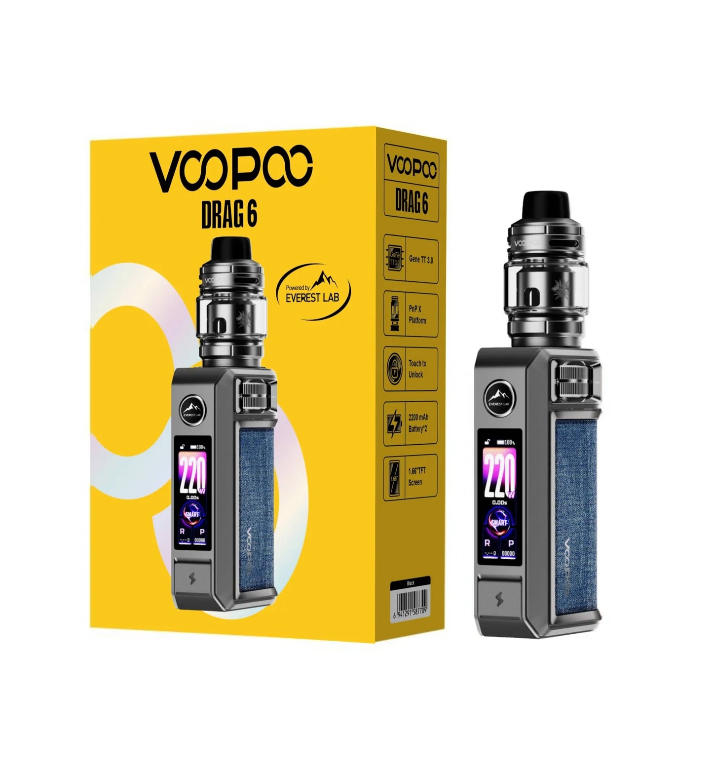 VOOPOO Drag 6 220W Box Mod Kit 4400mAh Built In Battery