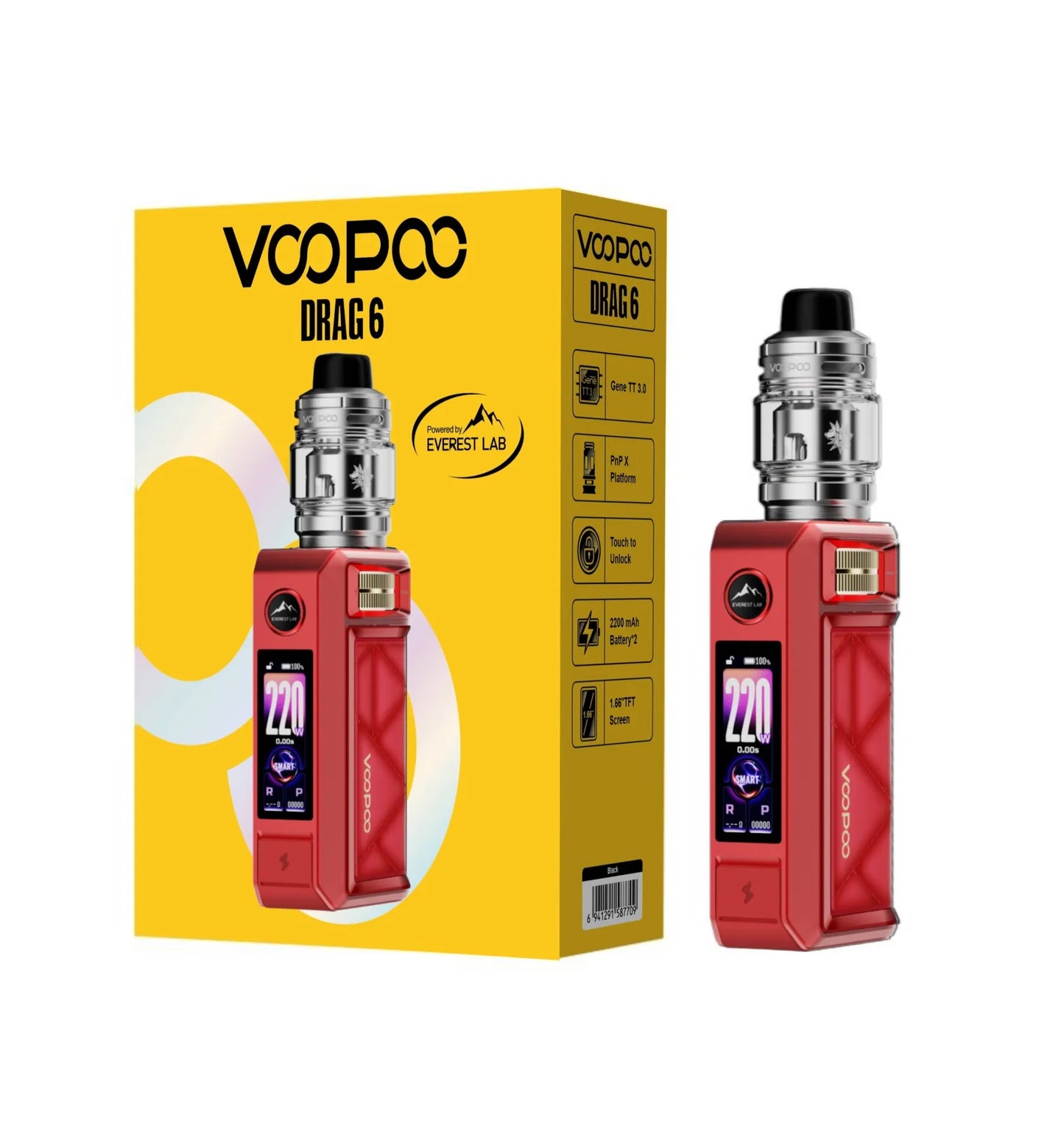 VOOPOO Drag 6 220W Box Mod Kit 4400mAh Built In Battery