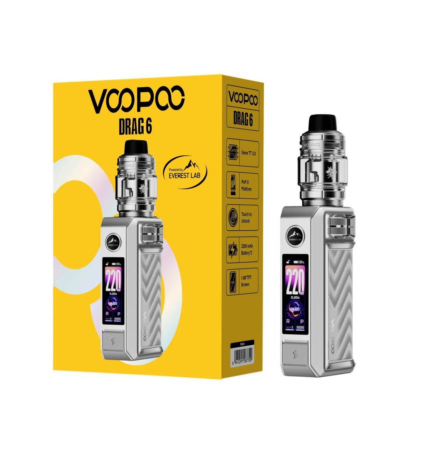 VOOPOO Drag 6 220W Box Mod Kit 4400mAh Built In Battery